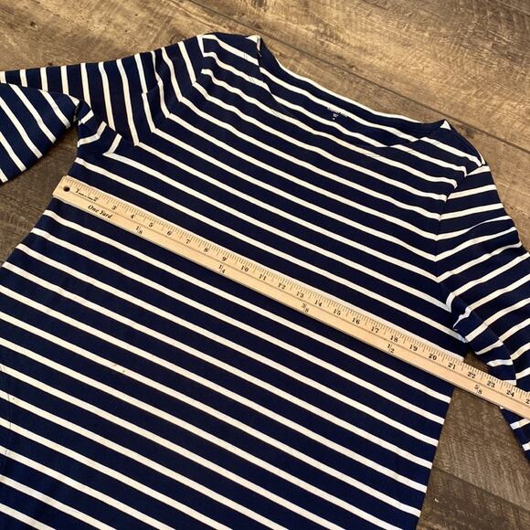GARNET HILL Navy Blue White Stripe Midi Dress 16 - Picture 5 of 9
